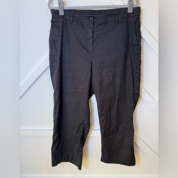 J. Jill Black Lightweight Linen Stretch Copped Pants Size 16 - Picture 1 of 11